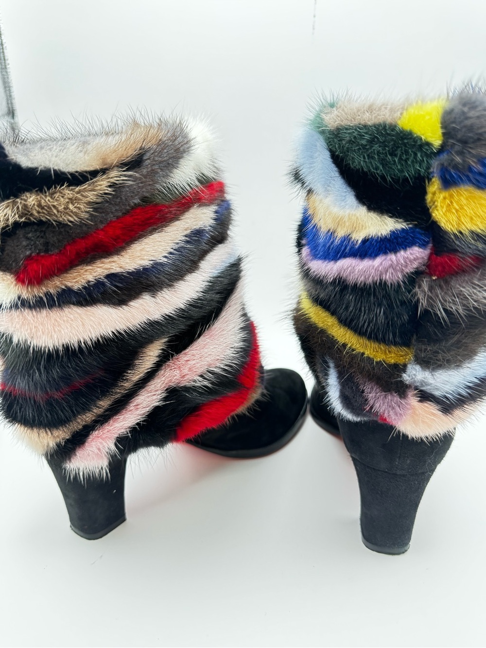 Christian Louboutin Alexandra 70 Multicolor Mink Fur Ankle Boots Size 36 - Picture 7 of 9